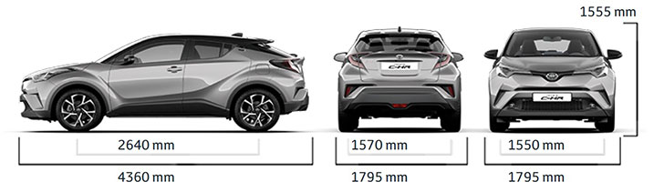 Размеры кузова, клиренс Toyota CH-R I Рестайлинг
